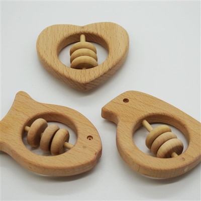Wooden Teething Rattle Toy